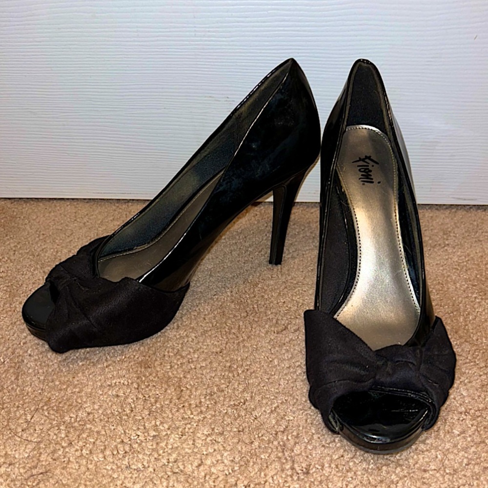 Black Open Toe Stilettos